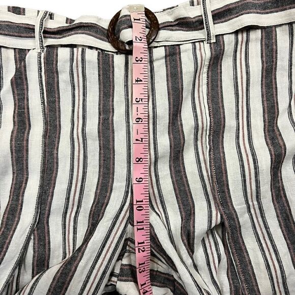 Striped Linen Pants Mid Rise Gaucho - Picture 7 of 8
